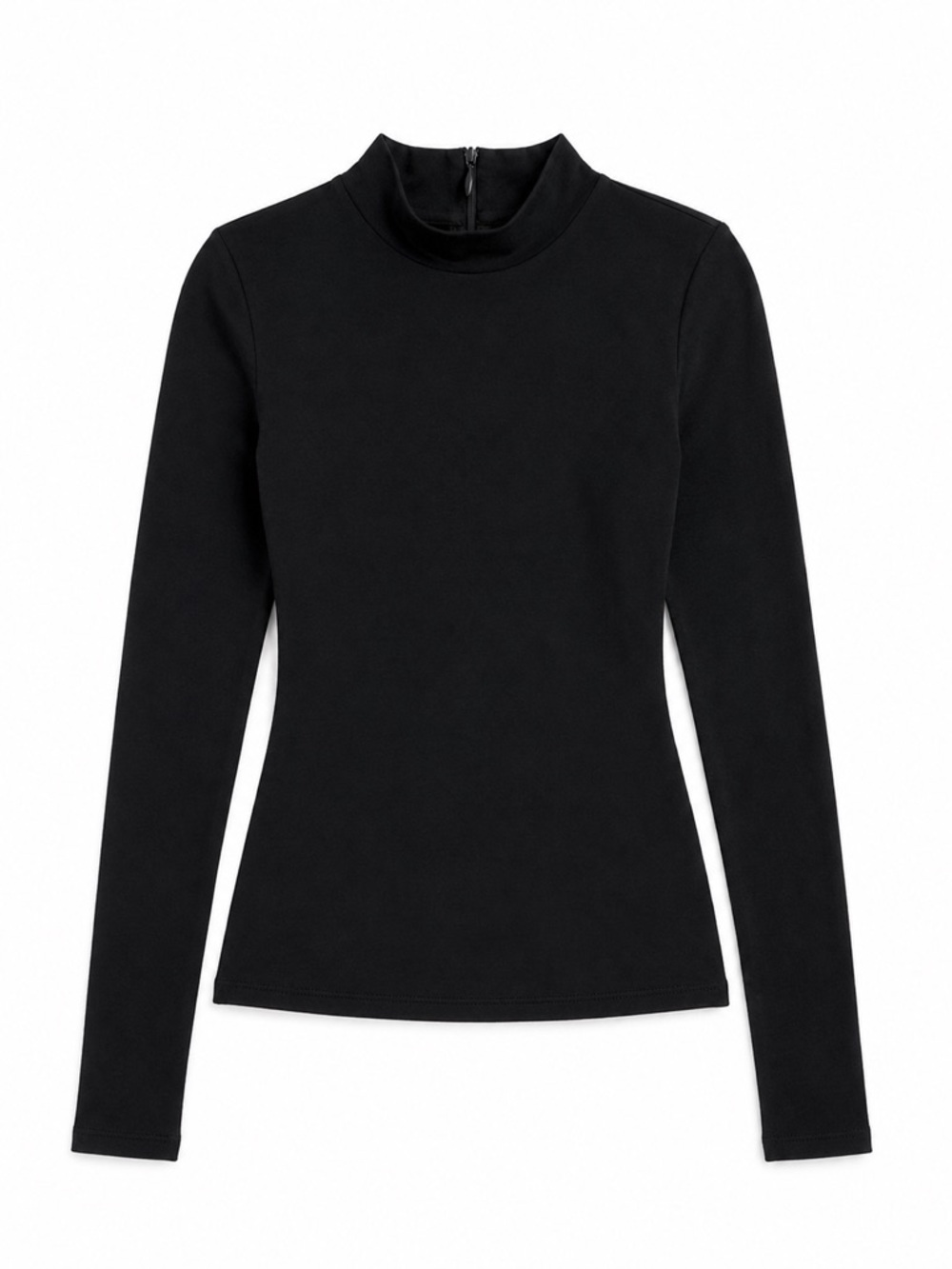 NWOT - SKIMS Black Essential Mock Neck Long Sleeve Top with Back Zip